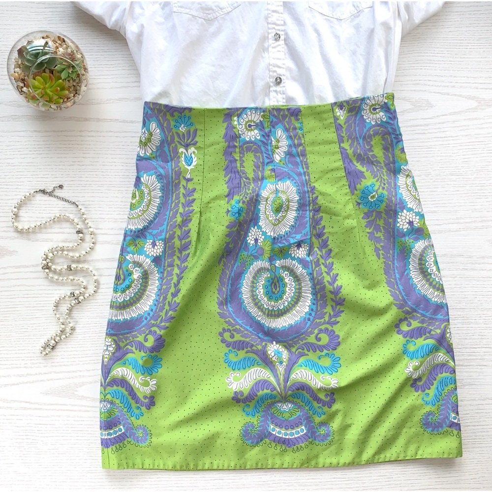 We Love Vera paisley print lime green blue skirt